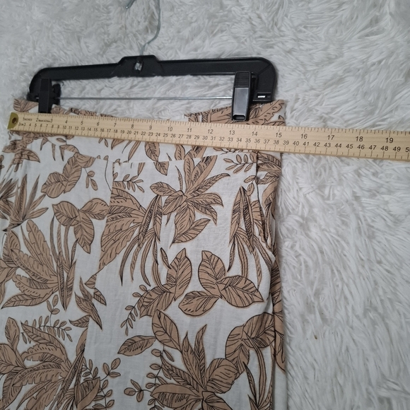 Nicole Miller Pants Womens Size Large Wide Leg Linen Blend Tropical Leaf Beachy - Picture 2 of 13